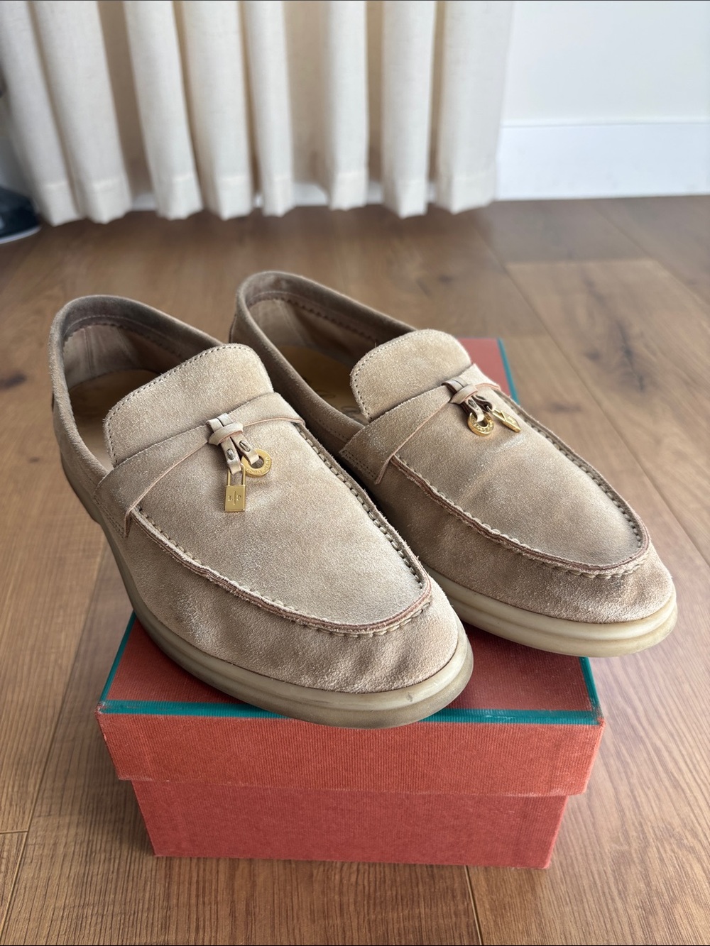 Woman’s Suede Tassel Loafers in Beige